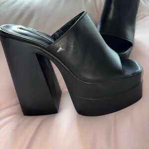 Windsor Smith Black Platform Mule Heels